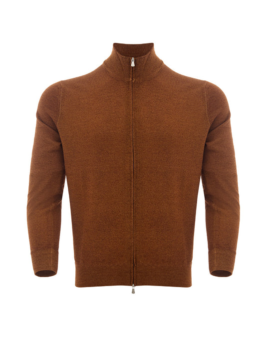 Gran Sasso Brown Full Zip Jumper