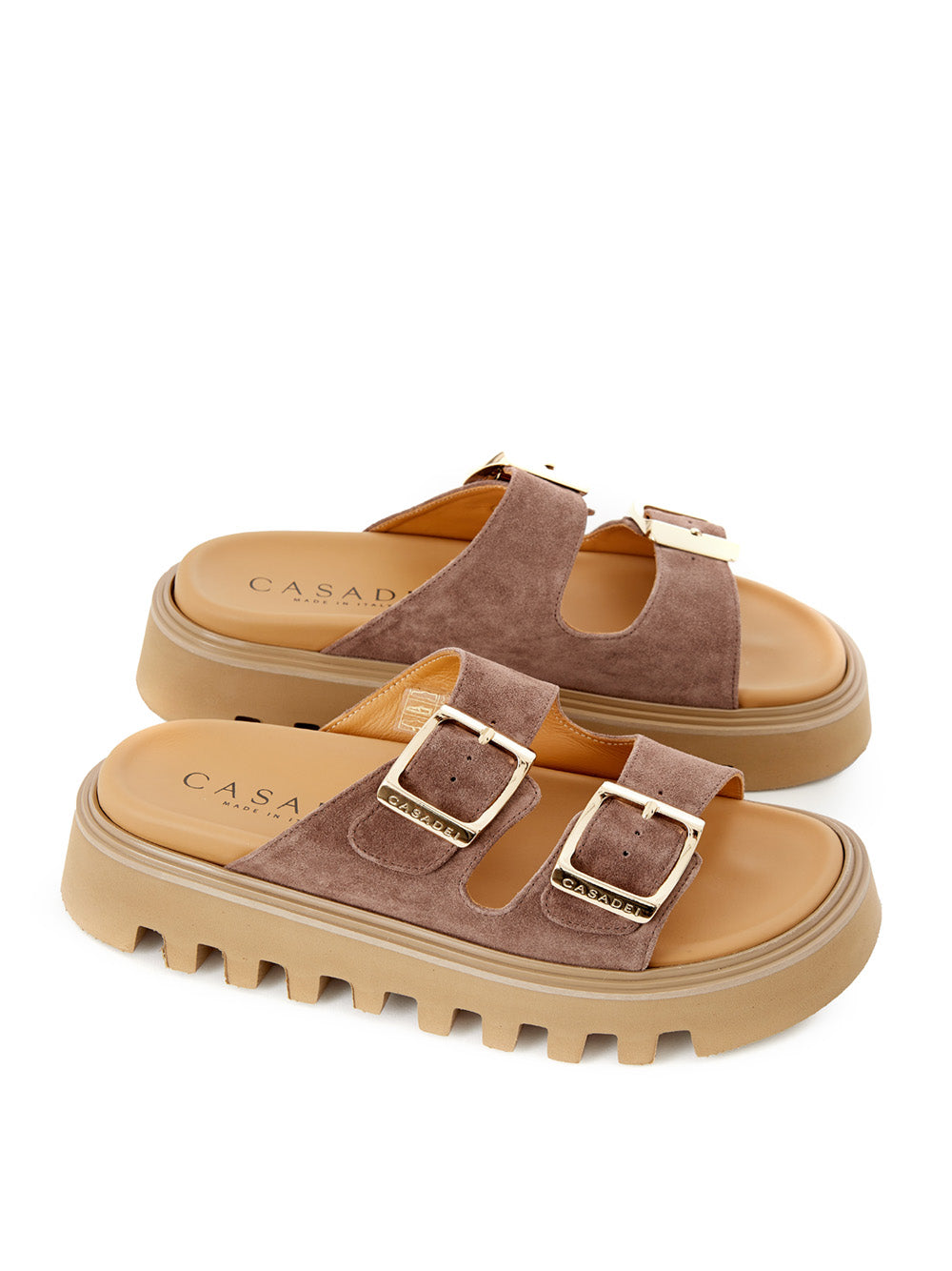 Casadei Brown Suede Sandal 'Buckles' Slipper