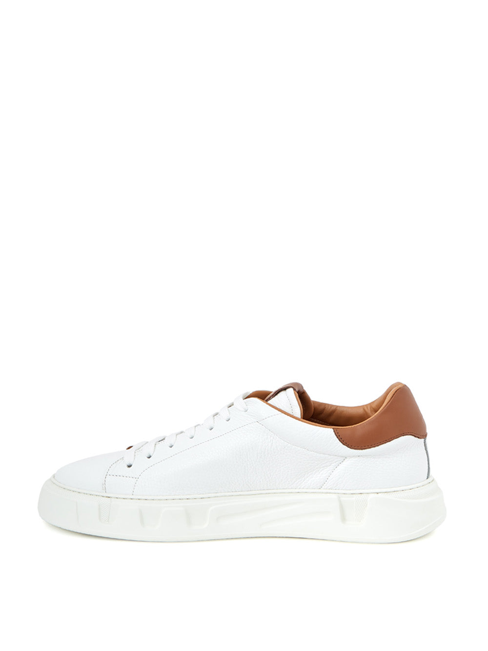 Roberto Cavalli White Leather Sneakers with Gold Logo