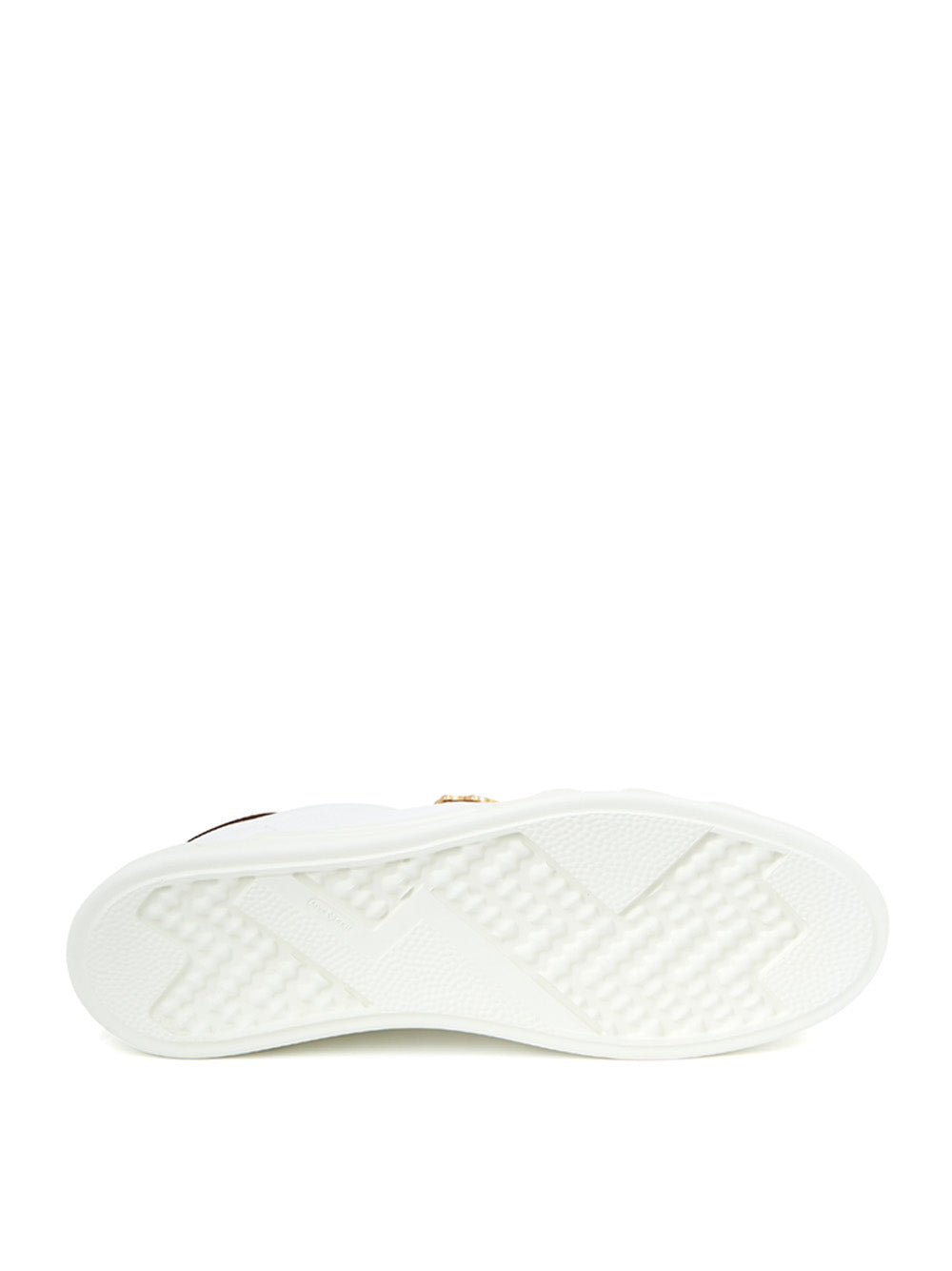 Roberto Cavalli White Leather Sneakers with Gold Logo