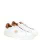 Roberto Cavalli White Leather Sneakers with Gold Logo