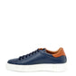 Roberto Cavalli Blue Leather Sneakers with Gold Logo