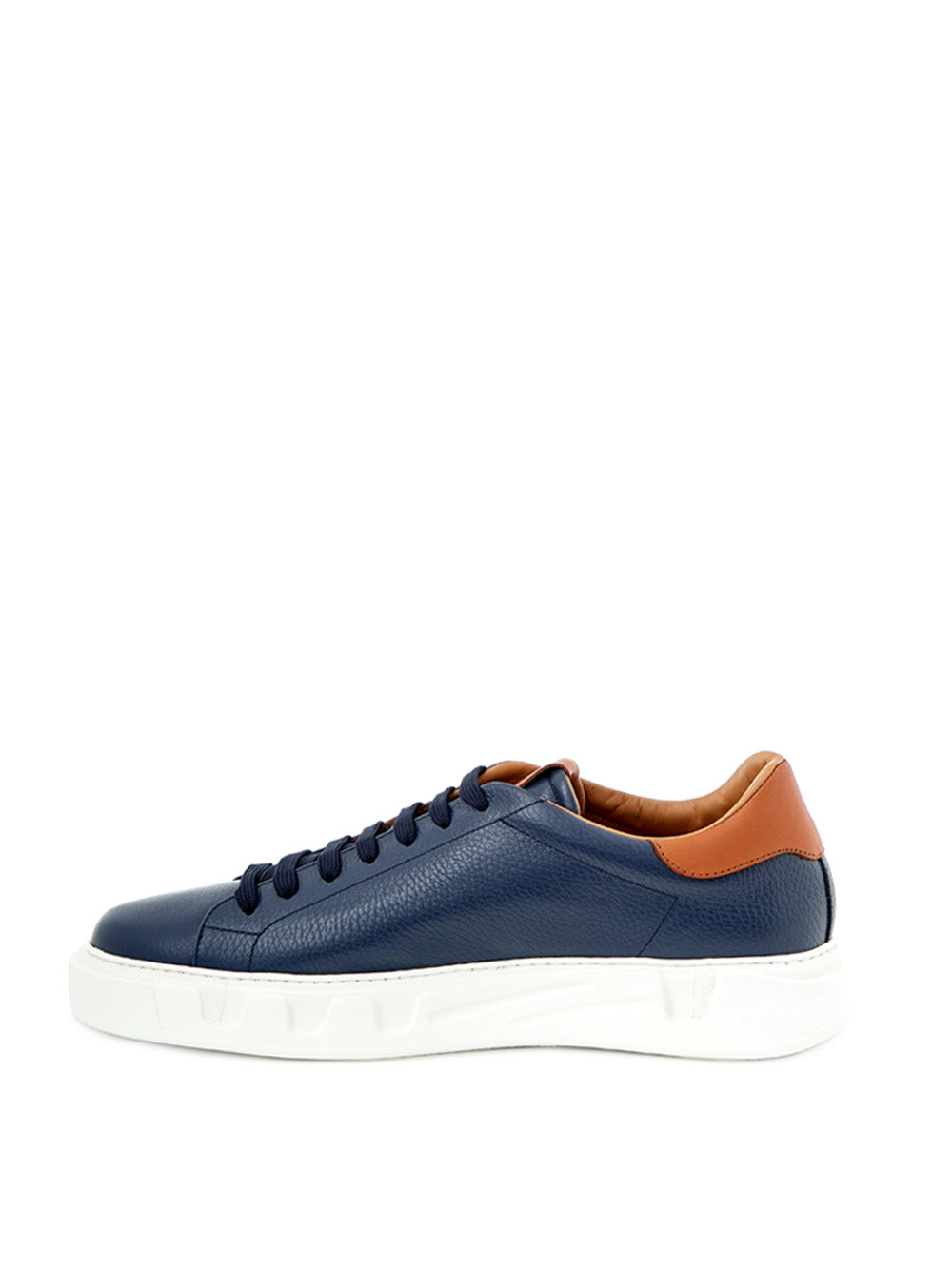 Roberto Cavalli Blue Leather Sneakers with Gold Logo