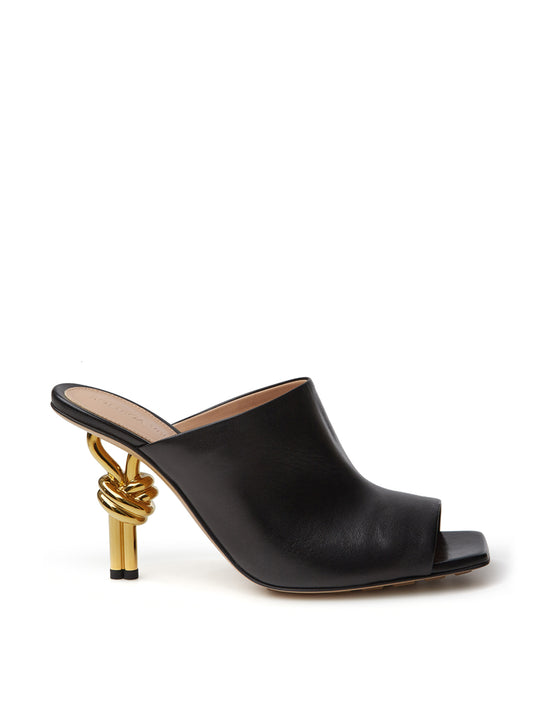 Bottega Veneta Black Leather Mule 'Knot' Sandal