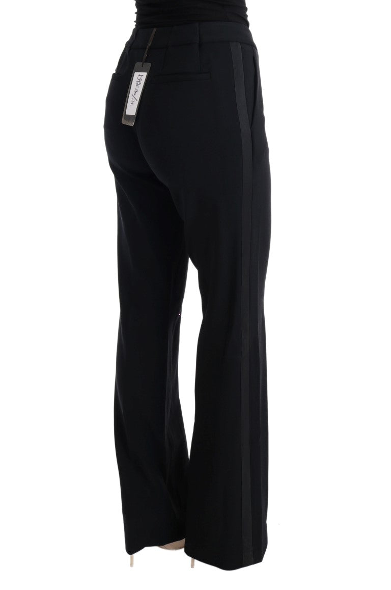 Ermanno Scervino Black Viscose Flare Bootcut Pants