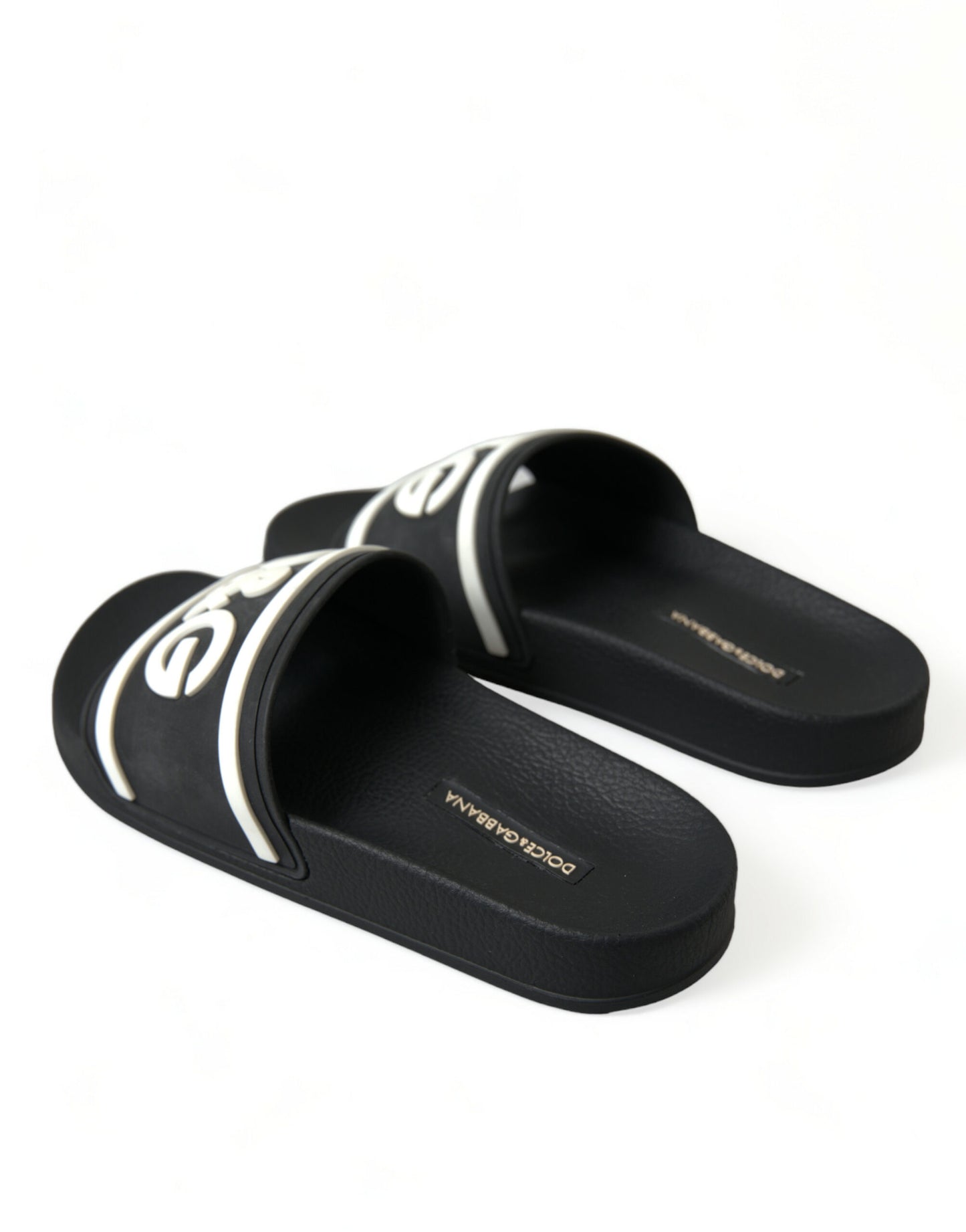 Dolce & Gabbana Black Rubber Beachwear Slippers Sandals Shoes