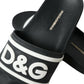 Dolce & Gabbana Black Rubber Beachwear Slippers Sandals Shoes