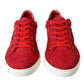 Dolce & Gabbana Red Suede Leather Low Top Sneakers Shoes