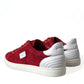 Dolce & Gabbana Red Suede Leather Low Top Sneakers Shoes