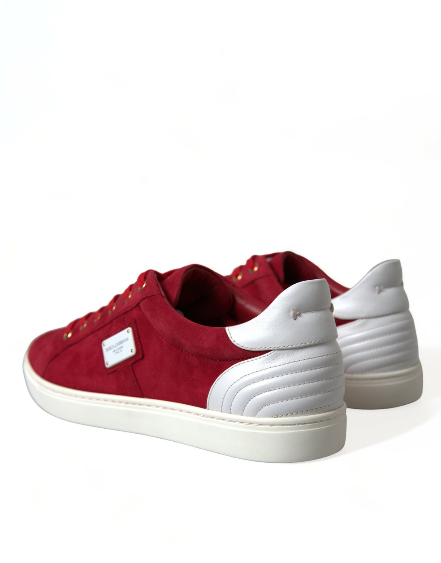 Dolce & Gabbana Red Suede Leather Low Top Sneakers Shoes