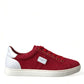 Dolce & Gabbana Red Suede Leather Low Top Sneakers Shoes