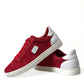 Dolce & Gabbana Red Suede Leather Low Top Sneakers Shoes