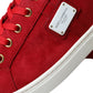 Dolce & Gabbana Red Suede Leather Low Top Sneakers Shoes