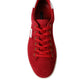 Dolce & Gabbana Red Suede Leather Low Top Sneakers Shoes