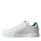 Dolce & Gabbana White Green Leather Portofino Sneakers Shoes