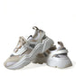 Dolce & Gabbana Beige White Daymaster Low Top Leather Sneakers Shoes