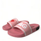 Dolce & Gabbana Pink Leather Slides Beachwear Flats Shoes