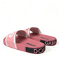 Dolce & Gabbana Pink Leather Slides Beachwear Flats Shoes