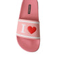 Dolce & Gabbana Pink Leather Slides Beachwear Flats Shoes