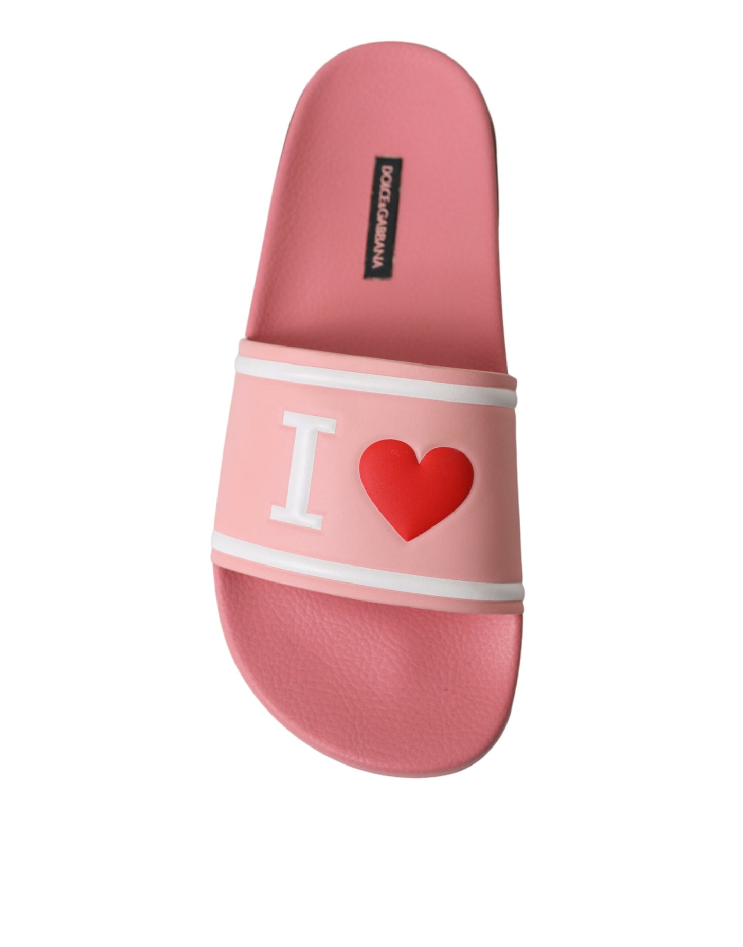 Dolce & Gabbana Pink Leather Slides Beachwear Flats Shoes