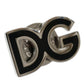 Dolce & Gabbana Black DG Logo Silver Tone Brass Pin Brooch