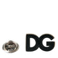 Dolce & Gabbana Black DG Logo Silver Tone Brass Pin Brooch