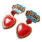 Dolce & Gabbana Gold Brass BOOM Cartoon Heart Crystal Clip-On Earrings