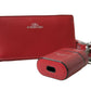 Dolce & Gabbana Red Leather Silver Metal Logo Strap Pouch Airpods Case