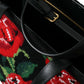 Dolce & Gabbana Black Cashmere Rose Embroidery Shopping Tote Bag