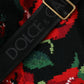 Dolce & Gabbana Black Cashmere Rose Embroidery Shopping Tote Bag