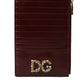 Dolce & Gabbana Maroon Leather DG Amore Zip Card Holder Wallet