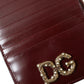 Dolce & Gabbana Maroon Leather DG Amore Zip Card Holder Wallet