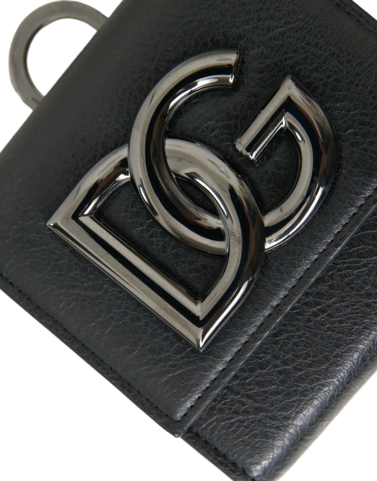 Dolce & Gabbana Black Lamb Leather Logo Card Holder Chain Strap Bags