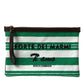 Dolce & Gabbana White Green Stripes Cotton Printed Clutch Bag