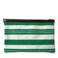 Dolce & Gabbana White Green Stripes Cotton Printed Clutch Bag