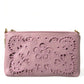 Dolce & Gabbana Pink Floral Embroidered Leather Chain Clutch Bag