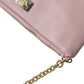 Dolce & Gabbana Pink Floral Embroidered Leather Chain Clutch Bag