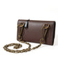 Dolce & Gabbana Brown Calf Leather Logo Embossed Shoulder Bags