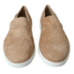 Dolce & Gabbana Beige Suede Caiman Men Loafers Slippers Shoes