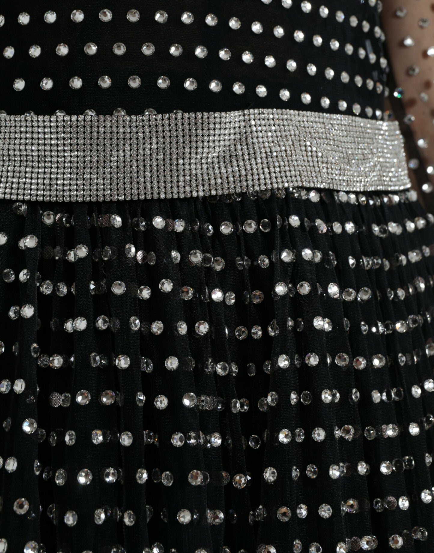 Dolce & Gabbana Black Crystal Embellished A-line Gown Dress