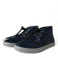 Dolce & Gabbana Blue Calfskin Leopard Mid Top Sneakers Shoes