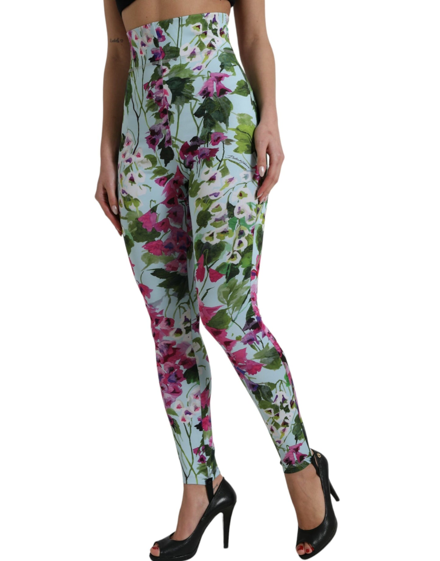 Dolce & Gabbana Multicolor Floral High Waist Leggings Pants