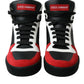 Dolce & Gabbana Black Red Leather High Top Miami Sneakers Shoes