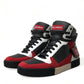 Dolce & Gabbana Black Red Leather High Top Miami Sneakers Shoes