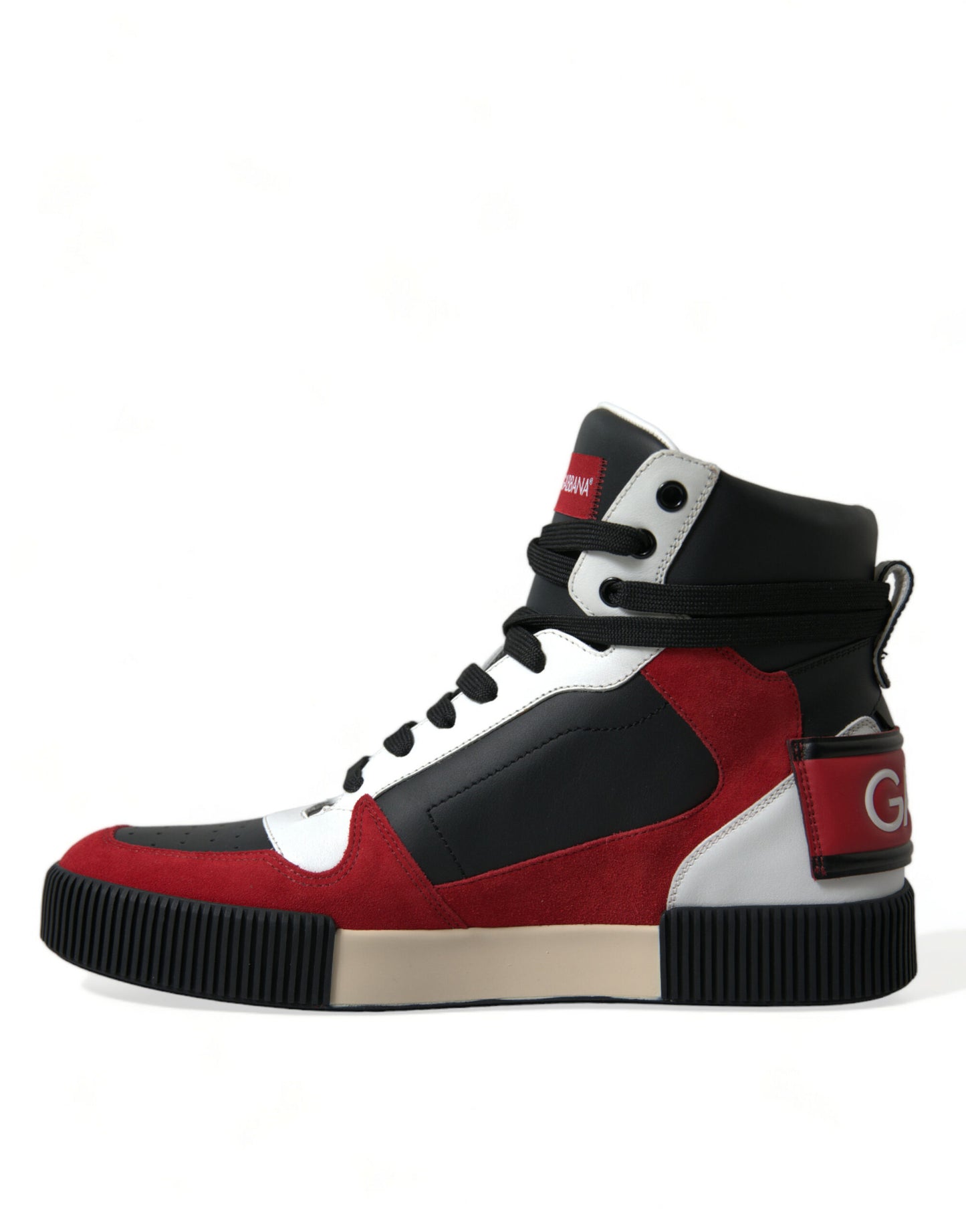 Dolce & Gabbana Black Red Leather High Top Miami Sneakers Shoes