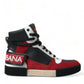 Dolce & Gabbana Black Red Leather High Top Miami Sneakers Shoes