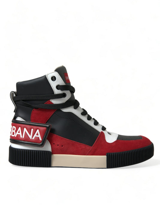 Dolce & Gabbana Black Red Leather High Top Miami Sneakers Shoes