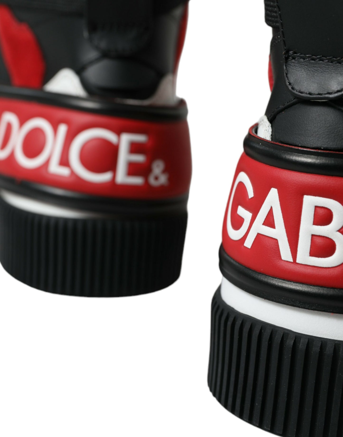 Dolce & Gabbana Black Red Leather High Top Miami Sneakers Shoes