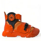 Dolce & Gabbana Orange Multi Panel Chunky High Top Sneakers Shoes