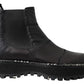 Dolce & Gabbana Black Leather Slip on Stretch Boots